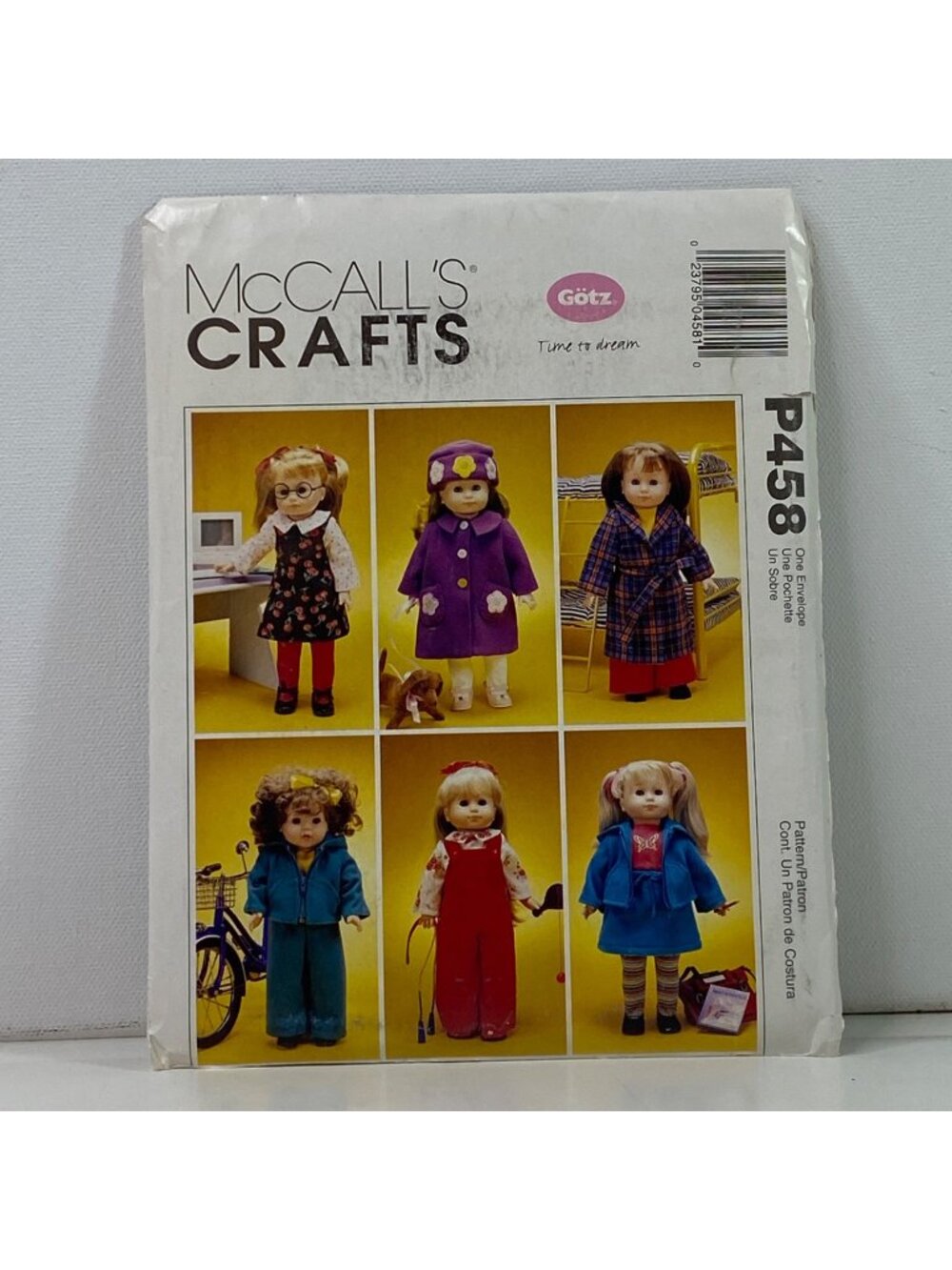 McCall’s P458 Sewing Pattern 18 Inch Dolls Clothes Götz Compatibility Uncut